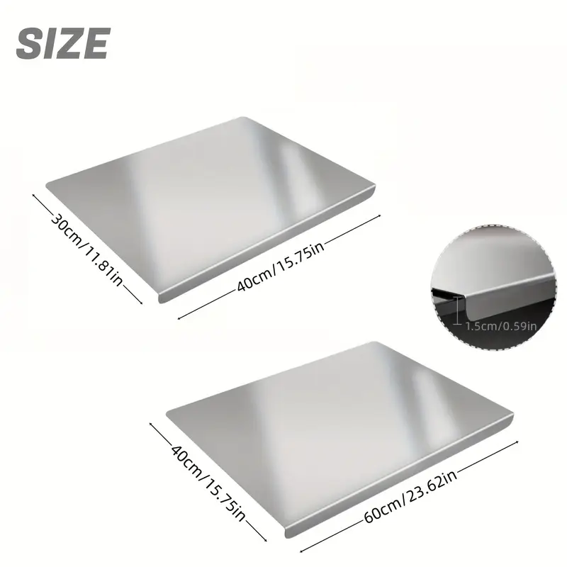 304 Stainless Steel Cutting Board With Counter Lip For Kitchen, Ideal For Home & Professional Use, Household Rolling Board