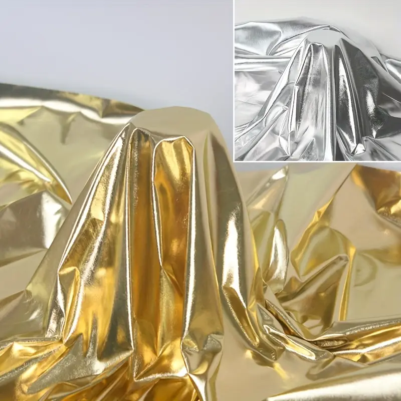Soft & Comfortable Polyester Pre-Cut Iron On Fabric | Shiny Silvery/Golden Laser Fabric, Suitable for DIY Crafts, Sewing Costumes, Stage Performance Costumes,