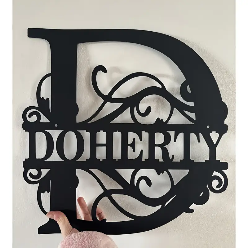 Personalized Metal Name Sign Wall Art Deco | Custom Graphic Alphabet Surname Plaque, Reusable Irregular Shape Monogram for Outdoor & Indoor,