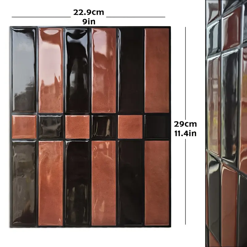 10/30pcs 3d Self-adhesive Wall Tiles, Retro design, Heat-resistant and Removable Kitchen Backsplash, Waterproof Bathroom Wall Tile Sticker,