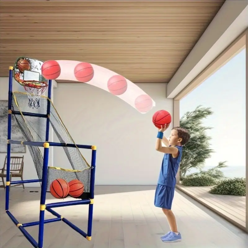 Portable Indoor/Outdoor Basketball Set with 2pcs Balls - Durable PVC Hoop, Net, and Backboard for Family Fun, Birthday & Holiday Gifts,